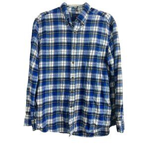 Saddlebred Blue  White Black Plaid Long Sleeve Button Up Shirt Men's Size Large